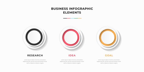 Presentation business infographic template with 3 options or steps. Modern infographic design template. Creative concept of five stages of business project