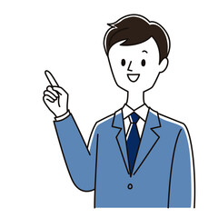 指をさして説明するビジネスマン