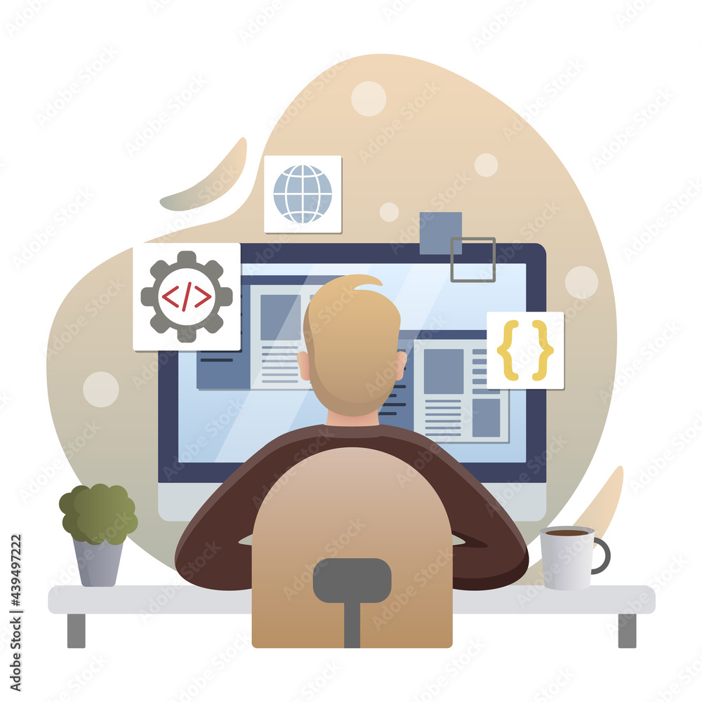 Poster programming. isolated flat style colored illustration. cloud storage, online base, marketing solutio