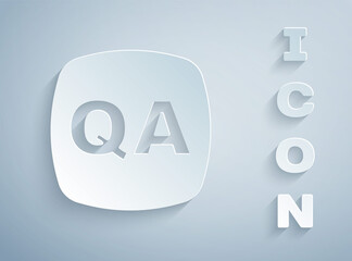 Paper cut Speech bubbles with Question and Answer icon isolated on grey background. Q and A symbol. FAQ sign. Chat speech bubble and chart. Paper art style. Vector