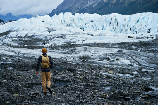 Man Adventuring Alaska glaciers