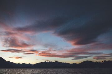 Sunset Clouds in Lake Wanaka, New Zealand