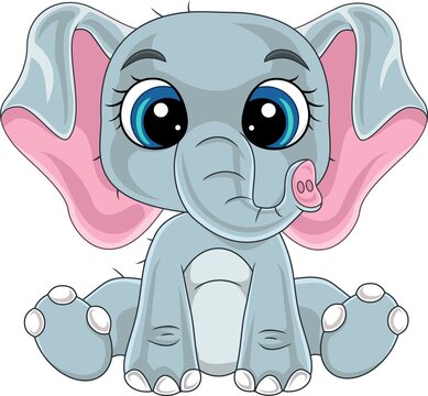 Cartoon cute baby elephant sitting