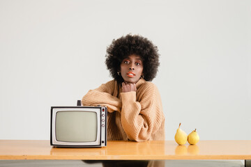 Portrait Of A Young Afro Woman Looking At The Camera