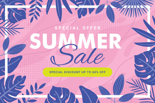 Gradient Memphis summer sale banner template with square frame premium Vector