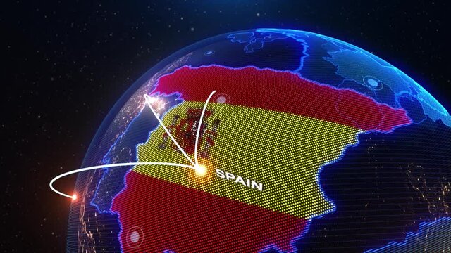 a world map of Spain, 3d rendering,