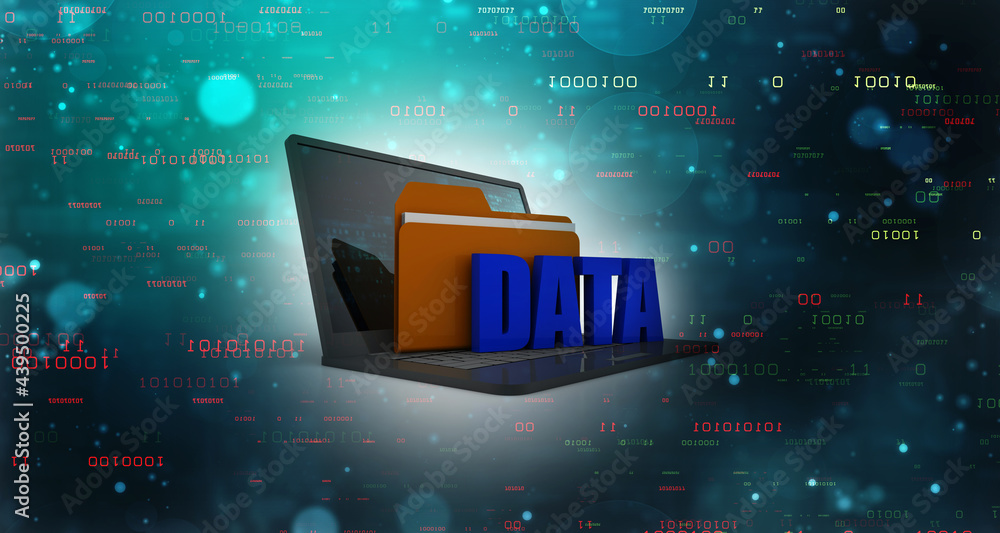 Poster 3d illustration of data sharing on technology abstract background.