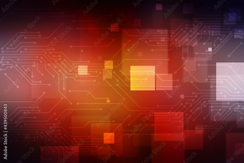 Poster circuit board technology tree pattern concept vector background. blue abstract sci-fi pcb trace data