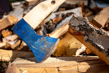 axe on wood
