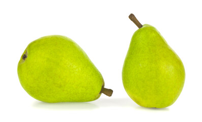 Green pears isolated on white background.