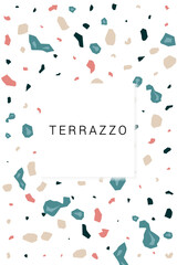 Bright Terrazzo Tile Vector White Background.