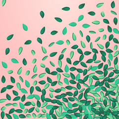 Grassy Leaves Flying Vector Pink Background
