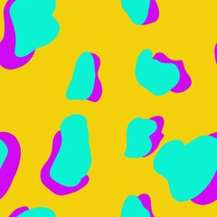 Abstract seamless pattern . Bright colored spots on yellow background, trendy style. Design for fabric, clothing and other items.