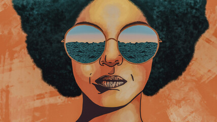 Portrait of a girl with sunglasses