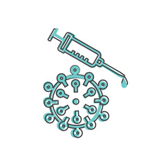 Coronovirus vaccine vector icon. Population vaccination symbol on cartoon style on white isolated background.