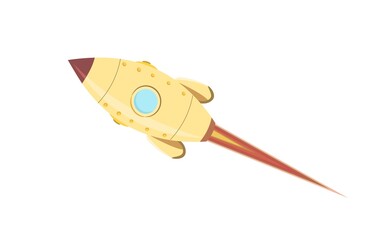 Space rocket. Spaceship. Isolated on white background. Cartoon style. Flat design. Vector