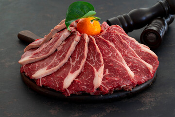 Beef ribeye. entrecote is a piece of meat taken from the back of the veal and taken from a slightly...