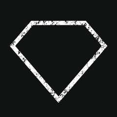 Diamond shape frame icon. Grunge texture. Jewel crystal sign. Gem symbol. Luxury logo label. Vector illustration image.