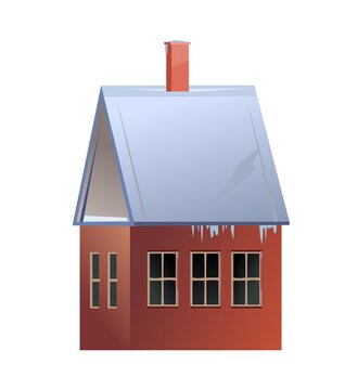 recommend clip art: Country house. Winter season. Red. The roof is covered with snow. Gable roof outbuilding. Nice and cozy suburban private home. Flat cartoon style. Vector art