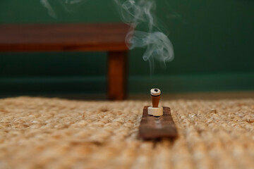 Incense burner with smoke for meditation