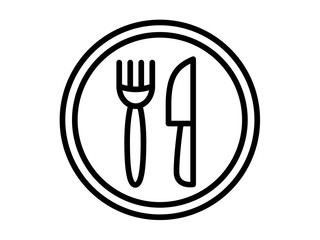 restaurant fork knife plate single isolated icon with outline style