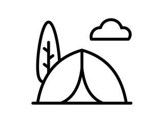 summer tent single isolated icon with outline style