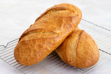 Hot bread fresh from the oven. Wheat bread