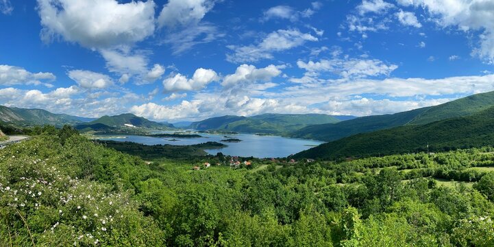 Prozor-Rama, Bosnia and Herzegovina-14.05.2021: Landscape photography of Ramsko lake, one of most beautifull lake in Bosnia and Herzegovina.