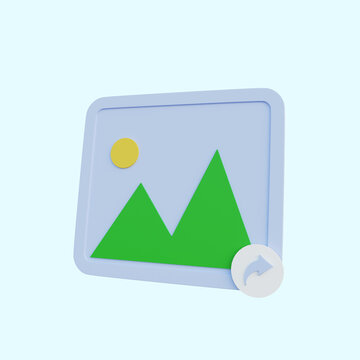 3d illustration simple icon galery with share icon