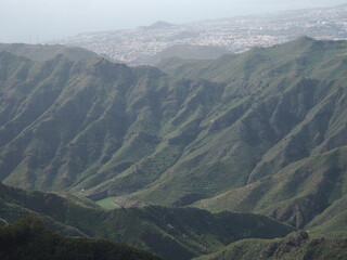 Anaga rural park, Tenerife, Spain. View of the mountains in the fog 