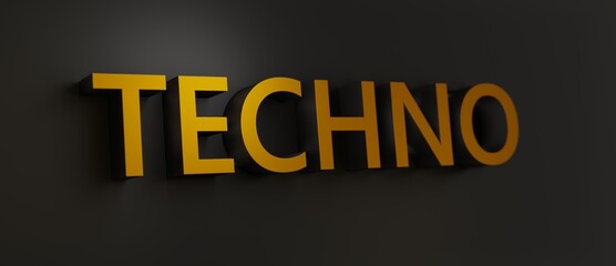 Abstract TECHNO 3D TEXT Rendered Poster (3D Artwork)