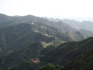 Anaga rural park, Tenerife, Spain. View of the mountains in the fog 