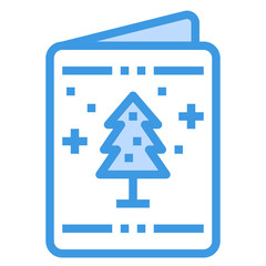 Christmas Card blue line icon