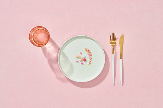 Healthy lifestyle meal flat lay.