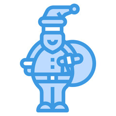 Santa Claus blue line icon