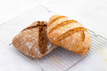 Hot bread fresh from the oven. Wheat bread