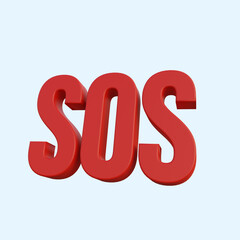 3d illustration simple icon sos emergency