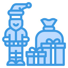Santa Claus blue line icon