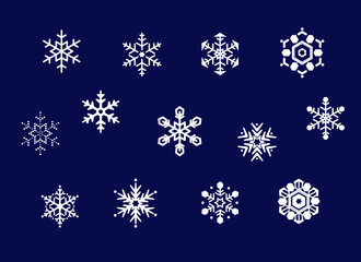 美しい雪の結晶のイラスト素材。ベクター、アイコン素材。クリスマス、ホリデーシーズン、自然、雪、クリスマスカード	