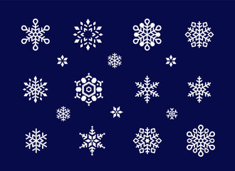 Snowflake icon set, winter season, Christmas, new year.