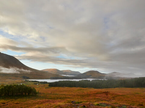 Sunrise over Loch Tulla, Scotland.