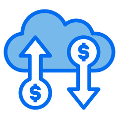 currency blue line icon