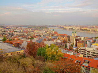 Panorama of autumn Budapest from the Fisherman's Bastion