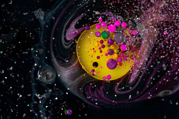 Dark and Glittered Galaxy Abstract Liquid Background