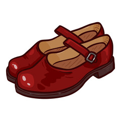 Women Clasp Shoes of Red Leather.