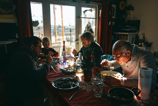 A family dinner on a Christmas day