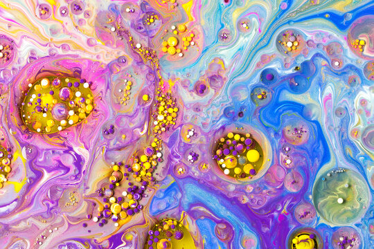 Pinkd and Blue Abstract Liquid Background Full Of Dots