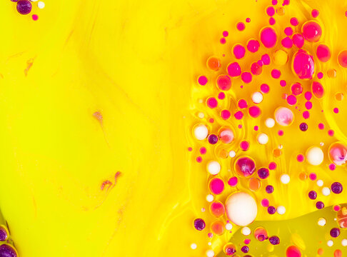 Yellow Colorful Abstract Liquids full of dots