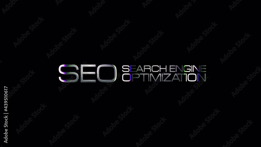 Poster 4k seo search engine optimization glitch text effect isolated title. the glitch seo title with silve