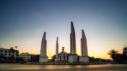 Naklejka na ściany i meble Sunset the Democracy Monument is a historical of constitution monument in Bangkok, Thailand.